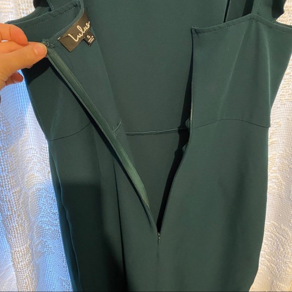 Lulu’s Emerald Green Hearts Aflutter Bodycon Trumpet Midi Ruffle Hem Dress - Picture 6 of 14